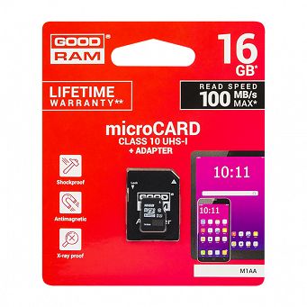 KARTA GOODRAM HC MICRO SD 16GB/AD CLASS10 UHS I 
